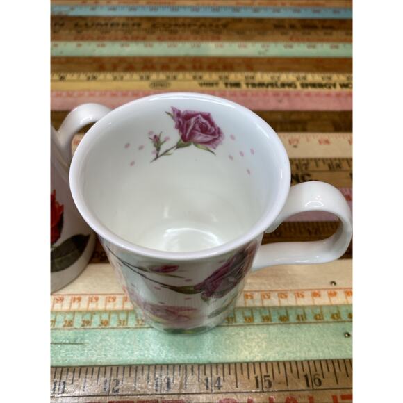 Roy Kirkham 2006 Fine Bone China Coffee Tea Cup THE ROSE COLLECTION Pair 2 Mugs - Picture 5 of 12